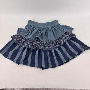 Persnickety Girls Skirt Size 5 Blue Tiered Ruffle Jeweled Forest Audrey